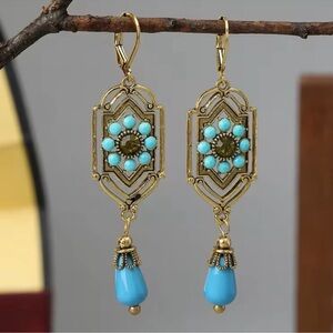 Marquis Ethnic Vintage Bronze Brushed Earrings